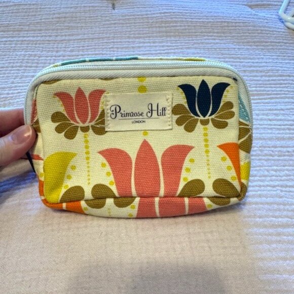 Primrose Hill London Extra-Small Yellow Floral Coin Purse/Mini Cosmetic Bag - Picture 1 of 7